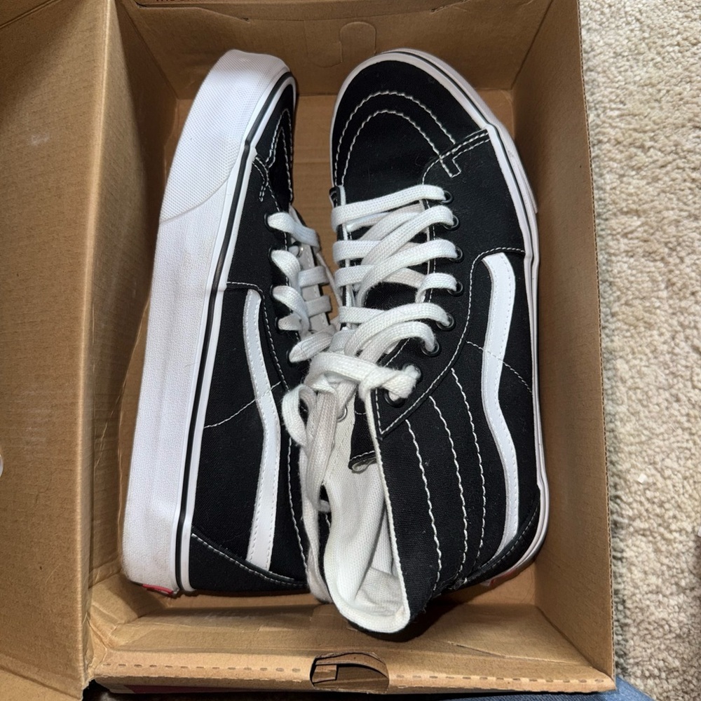 Vans Black and White Sk8-Hi Tapered Sneakers